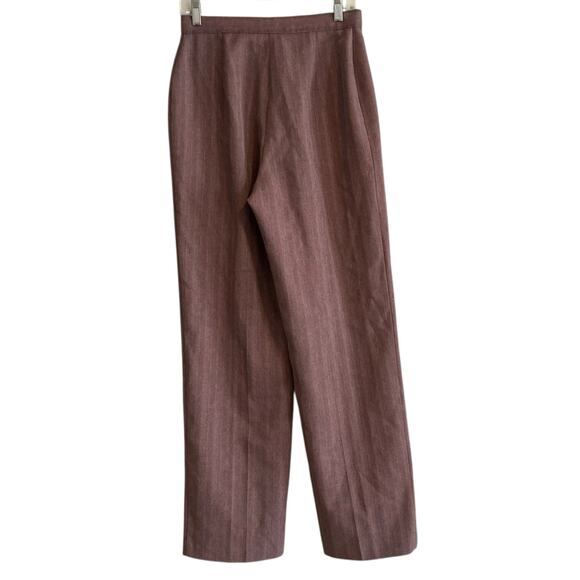Vintage Womens Dress Pants Sz 28 Cherry Herringbone Wide Leg 1970s Pleated Masc - Picture 2 of 16